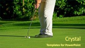  Presentation with golf driving range - Colorful slides enhanced with putting golf ball backdrop and a tawny brown colored foreground