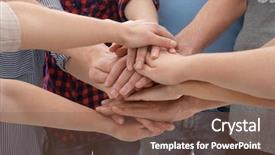 Presentation with people unity - Presentation featuring putting hands together as symbol background and a tawny brown colored foreground
