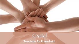  Presentation with people unity - Presentation theme with putting hands together as symbol background and a coral colored foreground