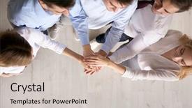  Presentation with people unity - PPT theme consisting of putting hands together indoors unity background and a lemonade colored foreground