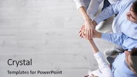  Presentation with people unity - PPT theme with putting hands together indoors unity background and a light gray colored foreground