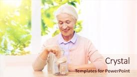  Presentation with retirement insurance - Theme enhanced with putting money into glass jar background and a lemonade colored foreground