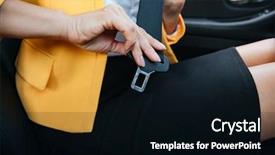  Presentation with car business - Slide set consisting of putting on her seat belt background and a black colored foreground