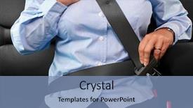  Presentation with car business - Slide deck enhanced with putting on her seat belt background and a teal colored foreground