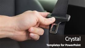  Presentation with car seat - Theme enhanced with putting on his seat belt background and a dark gray colored foreground