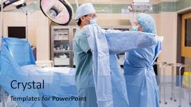  Presentation with mask nurse - PPT theme having surgical mask - side view of mature scrub background and a teal colored foreground