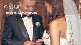  Presentation with wedding rings - Slide deck having putting-on-wedding-rings background and a tawny brown colored foreground