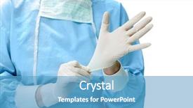  Presentation with sterilized - Presentation design having interview bubble - yes business team hands at background and a mint green colored foreground