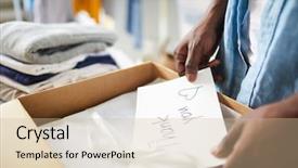  Presentation with worker - Audience pleasing PPT layouts consisting of putting paper with thanks note backdrop and a soft green colored foreground