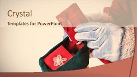  Presentation with christmas presents - PPT theme having putting presents in christmas stockings background and a lemonade colored foreground