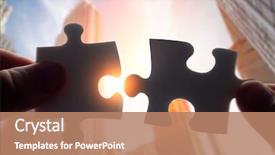  Presentation with together puzzle pieces - PPT theme consisting of putting puzzle pieces together background and a coral colored foreground