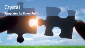  Presentation with together puzzle pieces - Presentation theme featuring putting puzzle pieces together background and a teal colored foreground