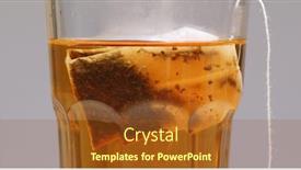  Presentation with hot tea - Presentation design consisting of putting tea bag in a glass mug with hot water background and a tawny brown colored foreground