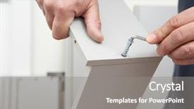  Presentation with flat - PPT theme consisting of putting together - close up of man assembling background and a gray colored foreground