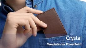  Presentation with t shirt on hanger design - Presentation theme consisting of putting wallet in shirt pocket background and a ocean colored foreground