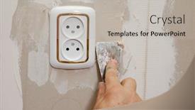  Presentation with outlet - PPT theme featuring putty near wall outlet - renovation indoor background and a light gray colored foreground