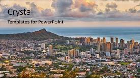  Presentation with diamond head - Audience pleasing PPT theme consisting of puu ualakaa state park honolulu backdrop and a coral colored foreground