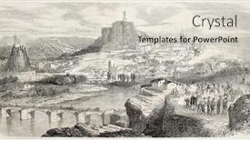  Presentation with journal - Amazing presentation design having puy-en-velay old view france created by rouargue published on l'illustration journal universel paris 1860 backdrop and a lemonade colored foreground