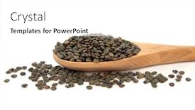  Presentation with lentils - Slides with puy-lentils-in-a-wooden background and a white colored foreground