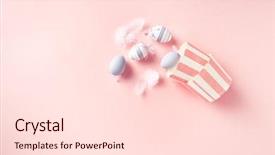  Presentation with pastel pink - Colorful PPT layouts enhanced with puzle - easter eggs and muffin tins backdrop and a lemonade colored foreground