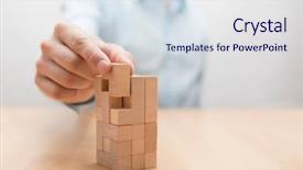  Presentation with final - PPT theme featuring final puzle - man's hand adding the last background and a sky blue colored foreground