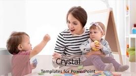  Presentation with nanny - Presentation design enhanced with puzle - young nanny playing with cute background and a coral colored foreground