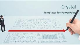  Presentation with maze - Colorful theme enhanced with business man in front of hand drawn maze thinking how to get backdrop and a sky blue colored foreground