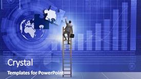  Presentation with together puzzle pieces - Beautiful slide deck featuring businessman putting together jigsaw puzzle backdrop and a teal colored foreground