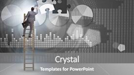  Presentation with together puzzle pieces - PPT layouts featuring businessman putting together jigsaw puzzle background and a gray colored foreground