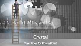  Presentation with together puzzle pieces - Audience pleasing PPT theme consisting of businessman putting together jigsaw puzzle backdrop and a gray colored foreground