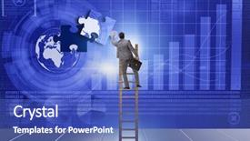  Presentation with together puzzle pieces - PPT layouts with businessman putting together jigsaw puzzle background and a teal colored foreground