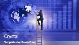  Presentation with together puzzle pieces - Audience pleasing slide deck consisting of businessman putting together jigsaw puzzle backdrop and a teal colored foreground