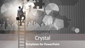  Presentation with together puzzle pieces - Audience pleasing presentation design consisting of businessman putting together jigsaw puzzle backdrop and a gray colored foreground