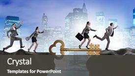  Presentation with business success - Amazing slide set having puzzle - business people chasing each other backdrop and a dark gray colored foreground