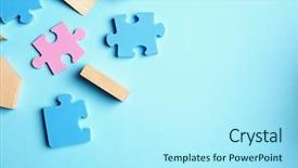  Presentation with children - PPT theme with puzzle - children toys on blue background background and a arctic colored foreground