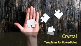  Presentation with palm - Audience pleasing presentation theme consisting of puzzle - pieces of jigsaw on table backdrop and a wine colored foreground