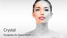  Presentation with skin - Audience pleasing slide deck consisting of puzzle - pretty woman is touching her backdrop and a white colored foreground