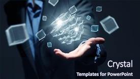  Presentation with problem solving - Presentation theme featuring puzzle 3d - businesswoman hand shows cube background and a wine colored foreground