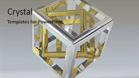  Presentation with cube - Slide set consisting of puzzle 3d - cube paradox background and a coral colored foreground