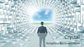  Presentation with successful - Slides consisting of puzzle 3d - successful businessman in front background and a light blue colored foreground