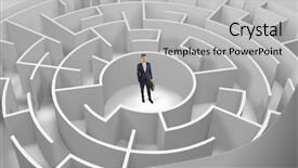  Presentation with maze - Presentation design featuring puzzle 3d - young businessman standing background and a  colored foreground