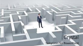  Presentation with businessman standing on maze - Audience pleasing slides consisting of puzzle 3d - young businessman standing backdrop and a  colored foreground