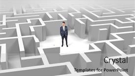  Presentation with young - Theme with puzzle 3d - young businessman standing background and a light gray colored foreground