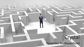  Presentation with businessman standing on maze - Slide deck featuring puzzle 3d - young businessman standing background and a light gray colored foreground