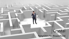  Presentation with businessman standing on maze - Slide set with puzzle 3d - young businessman standing background and a  colored foreground
