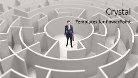  Presentation with businessman standing on maze - PPT theme with puzzle 3d - young businessman standing background and a light gray colored foreground