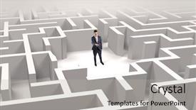  Presentation with maze - Slide deck featuring puzzle 3d - young businessman standing background and a light gray colored foreground
