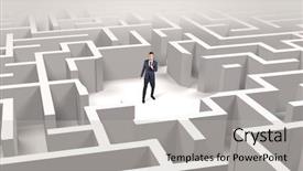  Presentation with maze - Slide deck with puzzle 3d - young businessman standing background and a light gray colored foreground