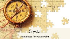  Presentation with world map puzzle - Colorful slide deck enhanced with puzzle antique brass compass backdrop and a lemonade colored foreground