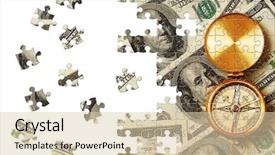  Presentation with compass - PPT theme enhanced with puzzle antique compass over 100 background and a lemonade colored foreground